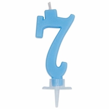 CANDELINA NUMERO 7 CERA ITALIC CELESTE 7CM