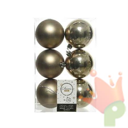 PALLINE MARRONE CASHMERE LUCIDE OPACHE 8 CM PER ALBERO BOX DA 6