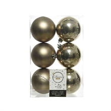 PALLINE MARRONE CASHMERE LUCIDE OPACHE 8 CM PER ALBERO BOX DA 6