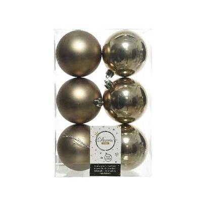 PALLINE MARRONE CASHMERE LUCIDE OPACHE 8 CM PER ALBERO BOX DA 6