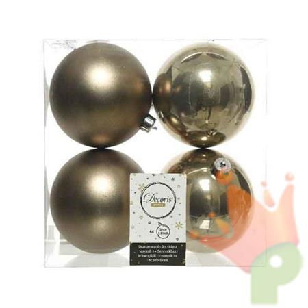 PALLINE MARRONE CASHMERE 10 CM PER ALBERO BOX 4 PZ