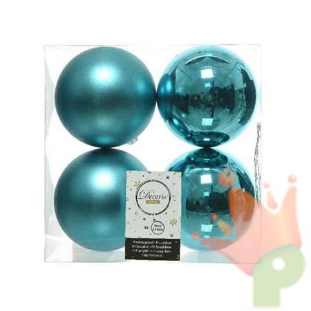PALLINE TURCHESE LUCIDO E OPACO 10 CM BOX 4 PZ