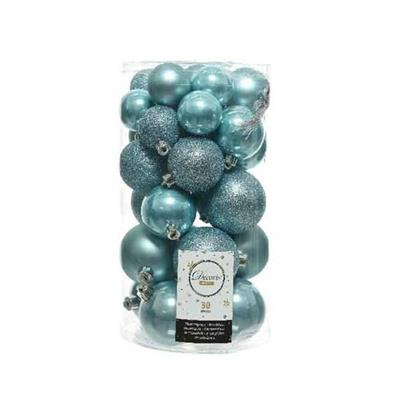 PALLINE CELESTI MISURE ASSORTITE PER ALBERO BOX DA 30PZ