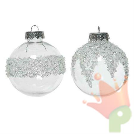 PALLINA TRASPARENTE CON GLITTER 8 CM
