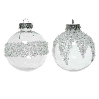 PALLINA TRASPARENTE CON GLITTER 8 CM