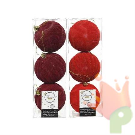 PALLINA ROSSO VELLUTO E BORDEAUX VELLUTO 8 CM BOX 3 PZ