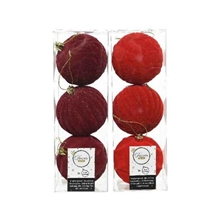 PALLINA ROSSO VELLUTO E BORDEAUX VELLUTO 8 CM BOX 3 PZ