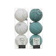 PALLINA 8 CM BIANCA E TURCHESE BOX DA 3