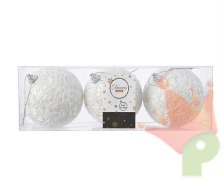 PALLINE BIANCHE GLITTER 3 PZ