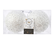 PALLINE BIANCHE GLITTER 10 CM 2 PZ