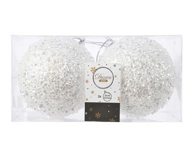 PALLINE BIANCHE GLITTER 10 CM 2 PZ