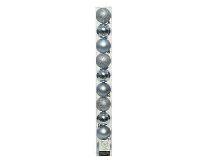 PALLINE PER ALBERO 6CM CELESTE GLITTER E LUCIDE 10 PZ