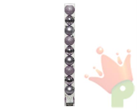 PALLINE PER ALBERO 6CM LILLA GLITTER E LUCIDO 10 PZ