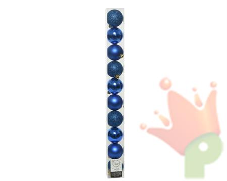 PALLINE PER ALBERO 6CM BLU GLITTER E LUCIDO 10 PZ