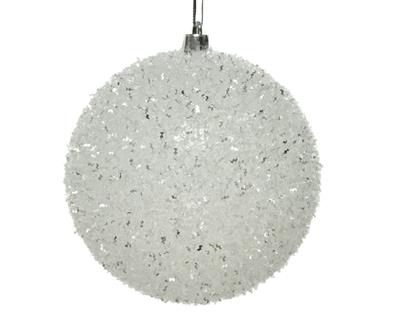 PALLINA PER ALBERO 10CM BIANCO GLITTER