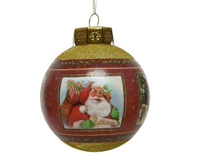 PALLINA DI NATALE ROSSA DECORO BABBO NATALE 20 CM