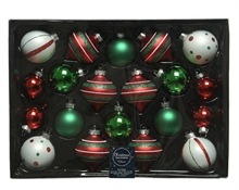 SET PALLINE PER ALBERO VERDE/ROSSO/BIANCO 20PZ