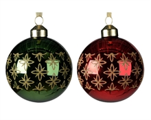 PALLINA PER ALBERO 8CM VERDE/ROSSO CON DECORI