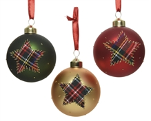 PALLINA PER ALBERO 8CM VERDE/ORO/ROSSO CON STELLA SCOZZESE