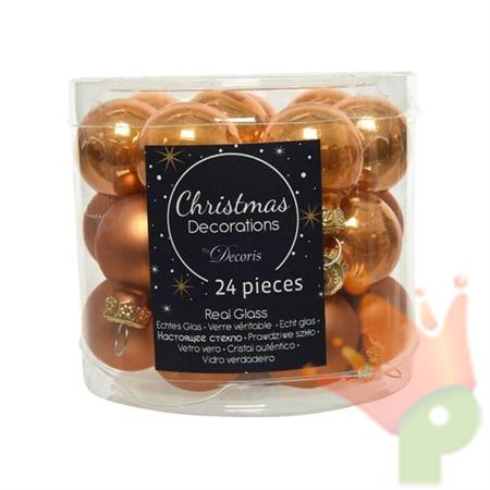 PALLINE PER ALBERO IN VETRO D. 2,5CM RAME 24PZ