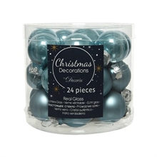 PALLINE PER ALBERO IN VETRO D. 2,5CM TURCHESE 24PZ