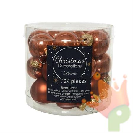 PALLINE PER ALBERO IN VETRO D. 2,5CM TERRA 24PZ