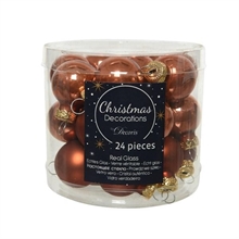PALLINE PER ALBERO IN VETRO D. 2,5CM TERRA 24PZ