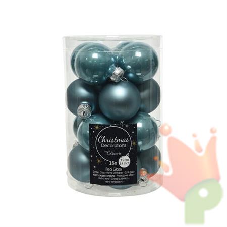 PALLINE PER ALBERO IN VETRO D. 3,5CM TURCHESE 16PZ