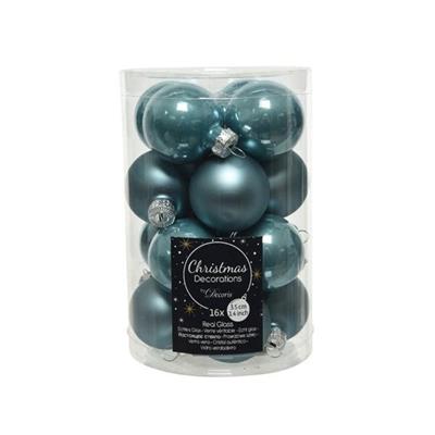 PALLINE PER ALBERO IN VETRO D. 3,5CM TURCHESE 16PZ