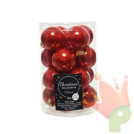 PALLINE PER ALBERO IN VETRO D. 3,5CM ROSSO 16PZ
