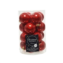 PALLINE PER ALBERO IN VETRO D. 3,5CM ROSSO 16PZ