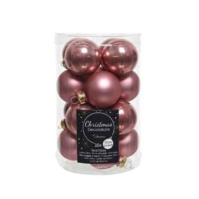 PALLINE PER ALBERO IN VETRO D. 3,5CM ROSA  16PZ