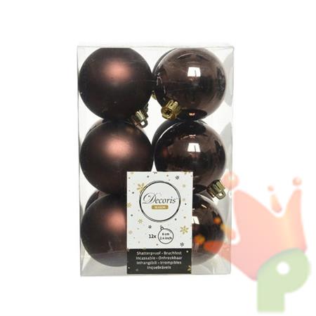 PALLINE PER ALBERO 6CM MARRONE 12PZ