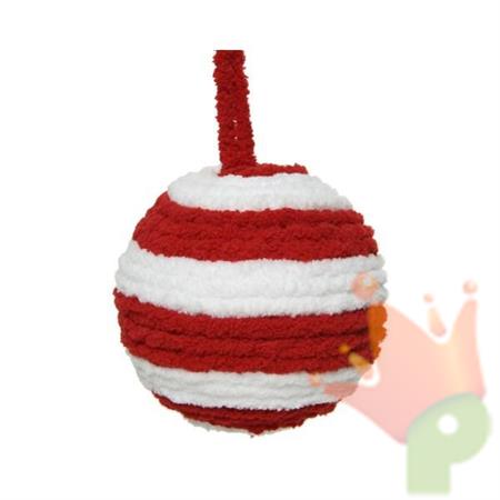 PALLINA PER ALBERO IN TESSUTO 8CM BIANCO-ROSSO