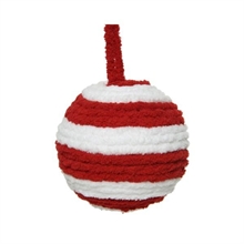 PALLINA PER ALBERO IN TESSUTO 8CM BIANCO-ROSSO