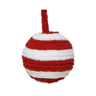 PALLINA PER ALBERO IN TESSUTO 8CM BIANCO-ROSSO