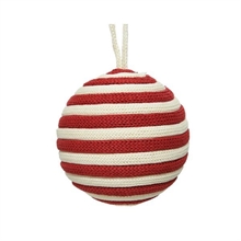 PALLINA PER ALBERO 8CM RIGHE BIANCO/ROSSO