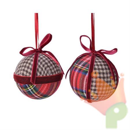 PALLINE PER ALBERO 8CM STILE SCOZZESE