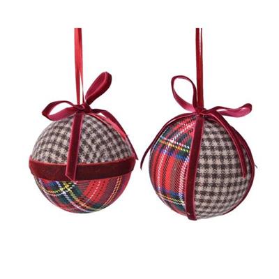 PALLINE PER ALBERO 8CM STILE SCOZZESE