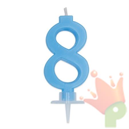 CANDELINA NUMERO 8 CERA ITALIC CELESTE 7CM