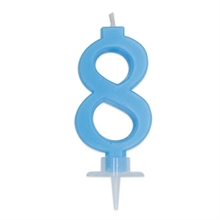 CANDELINA NUMERO 8 CERA ITALIC CELESTE 7CM