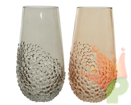 VASO VETRO LUCIDO TORTORA/GRIGIO 15,5 CM