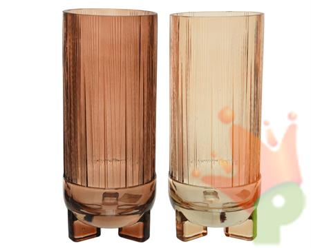 VASO VETRO LUCIDO MARRONE/BEIGE 28X12 CM