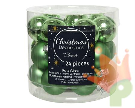 PALLINE PER ALBERO IN VETRO D. 2,5 CM VERDE 24 PZ