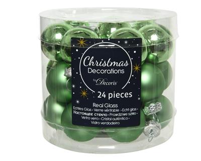 PALLINE PER ALBERO IN VETRO D. 2,5 CM VERDE 24 PZ
