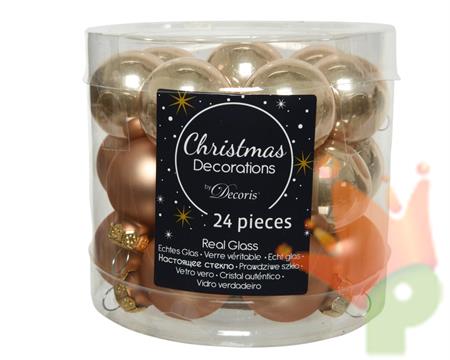 PALLINE PER ALBERO IN VETRO D. 2,5 CM CARAMELLO 24 PZ