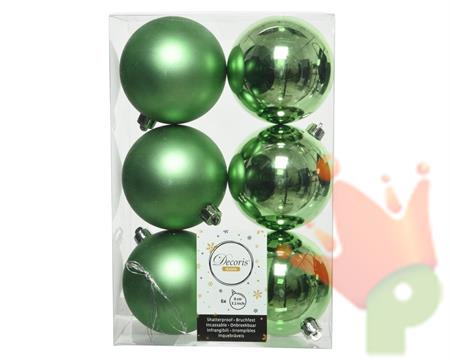 PALLINE VERDE CHIARO 8 CM PER ALBERO BOX DA 6 PZ