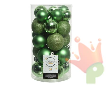 PALLINE NATALIZIE VERDI BOX DA 30 PZ MISURE ASSORTITE