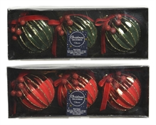 PALLINA DI NATALE IN VETRO ROSSO/VERDE 3 PZ