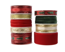 NASTRO IN POLIESTERE ROSSO/VERDE/ORO 4 MT